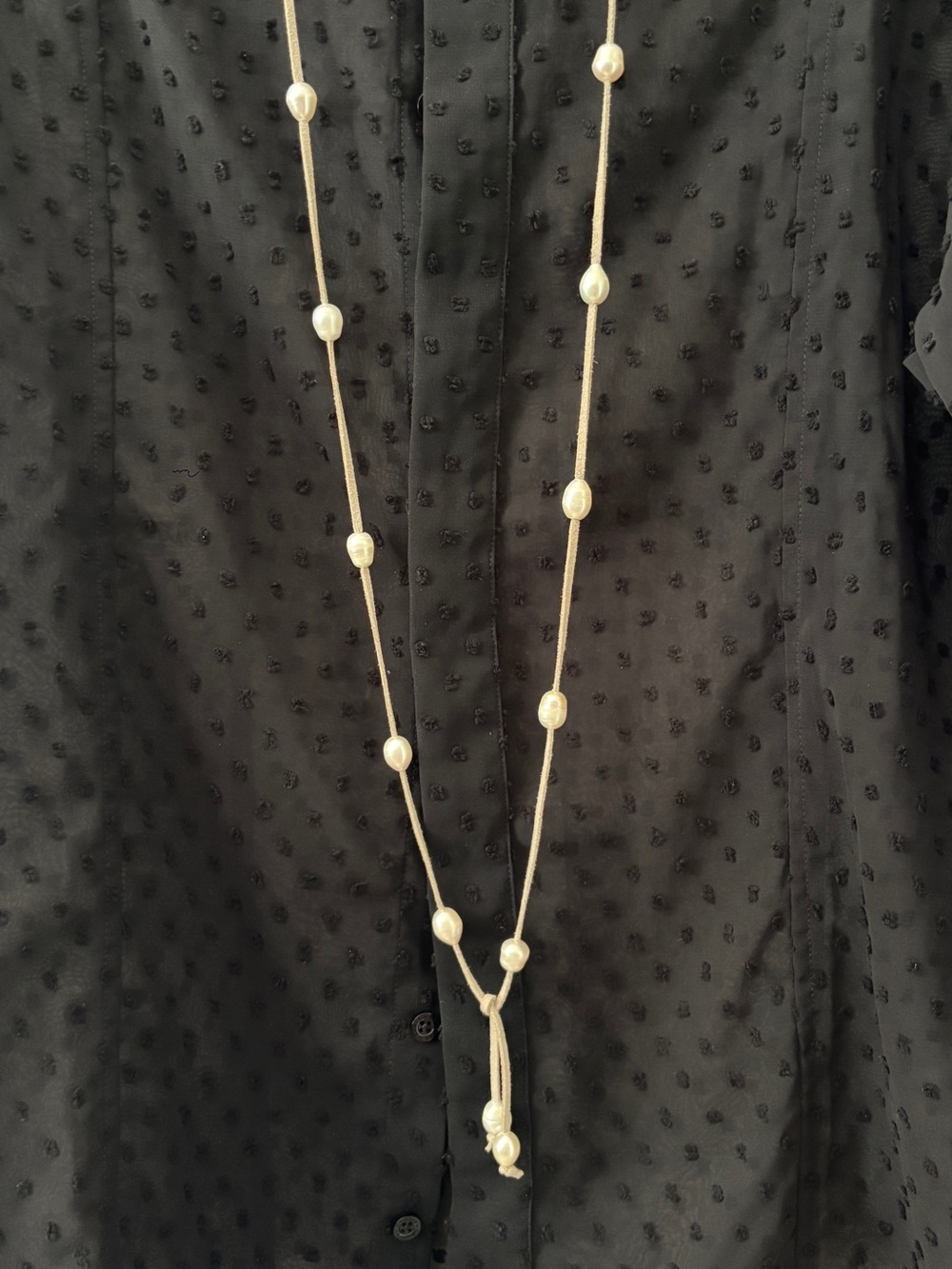 Genuine Baroque Freshwater Pearl Suede Lariat - Picture 6 of 6